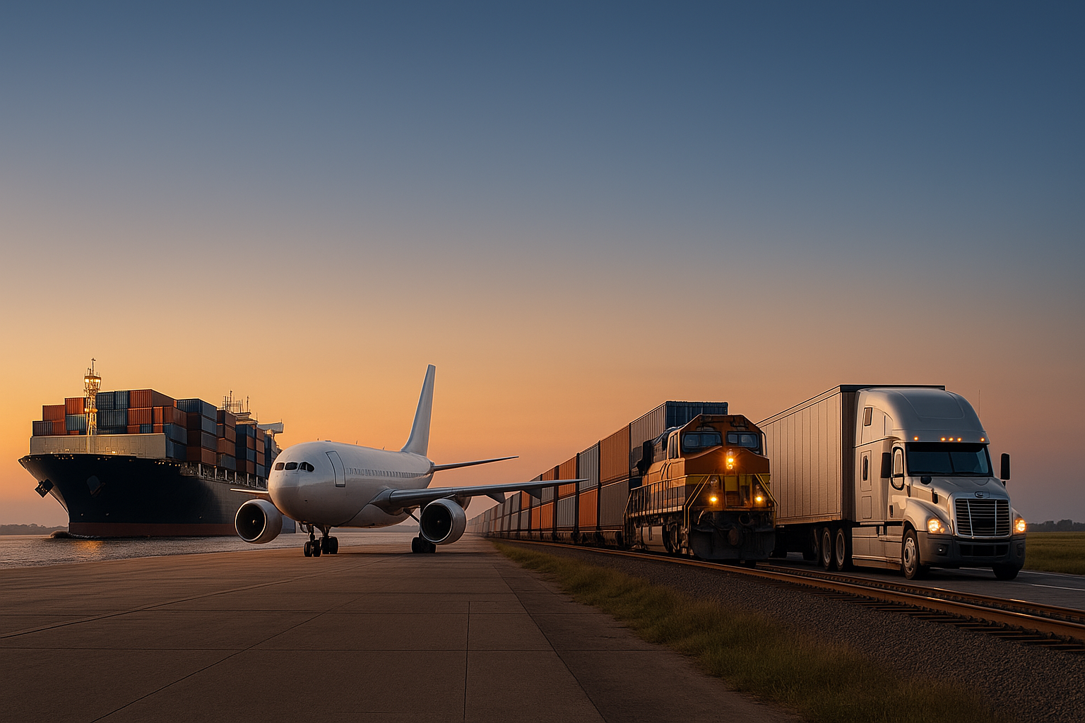 Overview of global freight modes: ocean, air, road, rail and courier