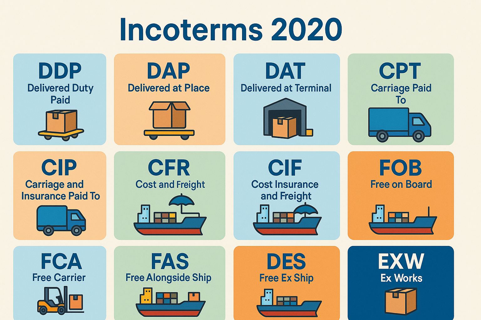 Incoterms responsibilities grid